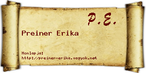 Preiner Erika névjegykártya